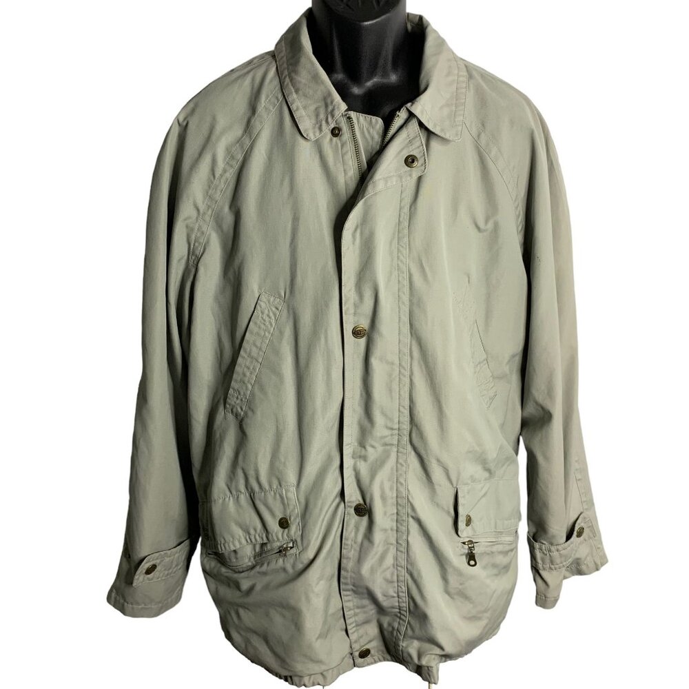 Vintage 90s European Project Utility Jacket L Grey Full Zipper Snaps Pockets